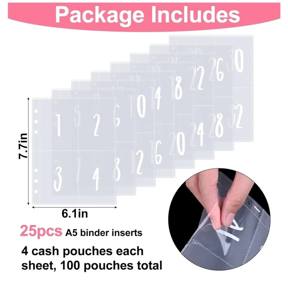 100 Envelopes Clear 25 Sheets Sleeves for Various Idea to Use